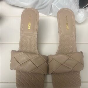 Fashion Nova Tan Woven Sandals